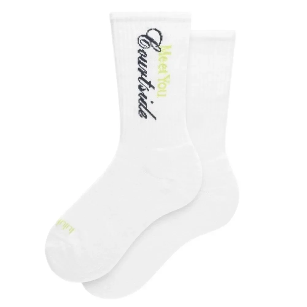 Crew Lululemon Unisex Daily Essential Crew Socks Tennis Club White/Sour Grape L